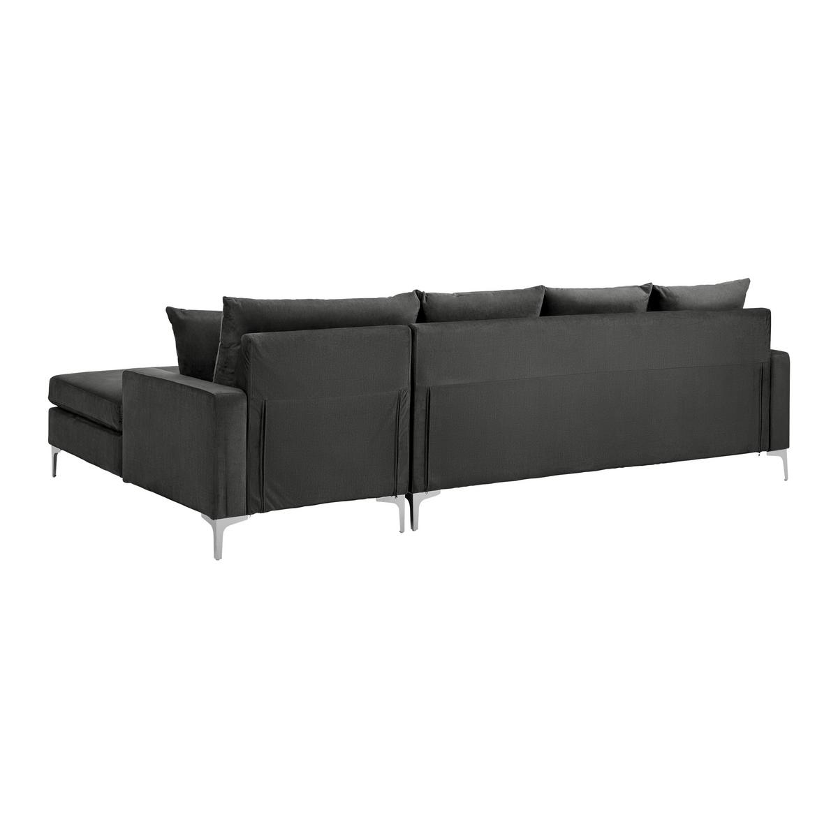 Sedací souprava ALONDRA, oboustranná, tmavě šedá - tmavě šedá/barvy nerez oceli, Moderní, kov/dřevo (287/80/182cm) - Bessagi Home