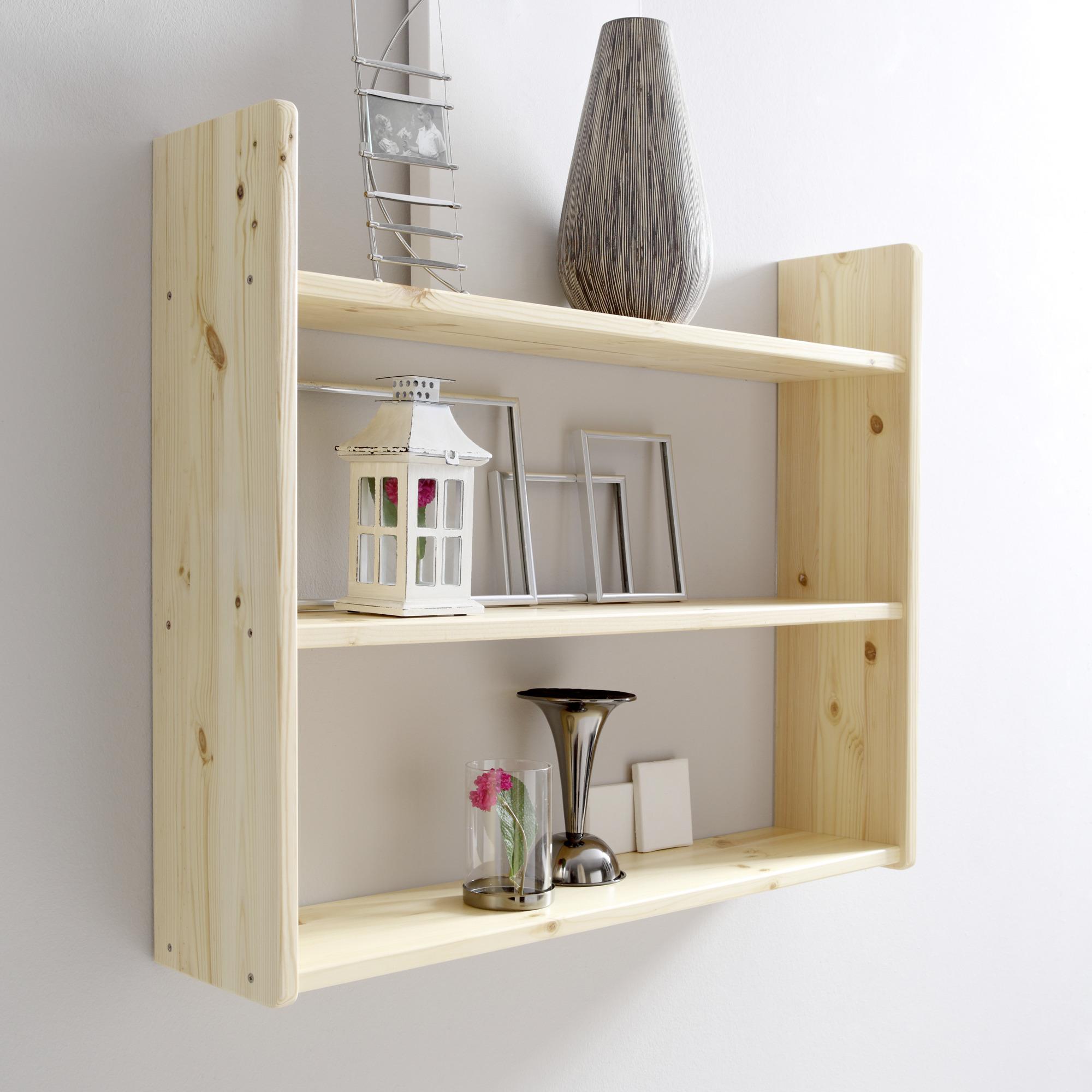 Wandregal Mona B: 90 Cm Kiefer Echtholz Massiv 2 Fächer - Kieferfarben, Basics, Holz (90/74/20cm) - MID.YOU