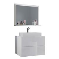 Badmöbel-Set 3-Tlg. Lendas 80 cm Weiß - Weiß, MODERN, Glas/Keramik (80cm) - MID.YOU