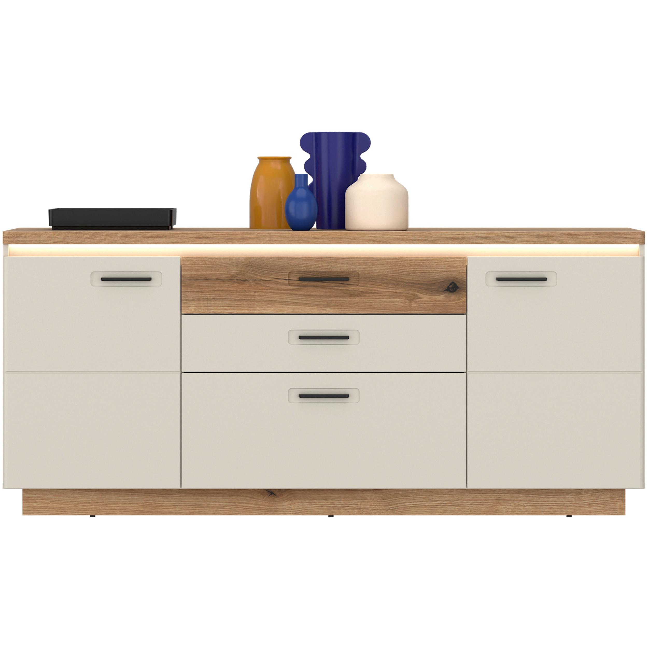 Sideboard Modena Eiche Dekor/Kaschmir B: 180cm - Kaschmir/Eichefarben, Basics, Holzwerkstoff (180/80,7/44,6cm) - Hom`in