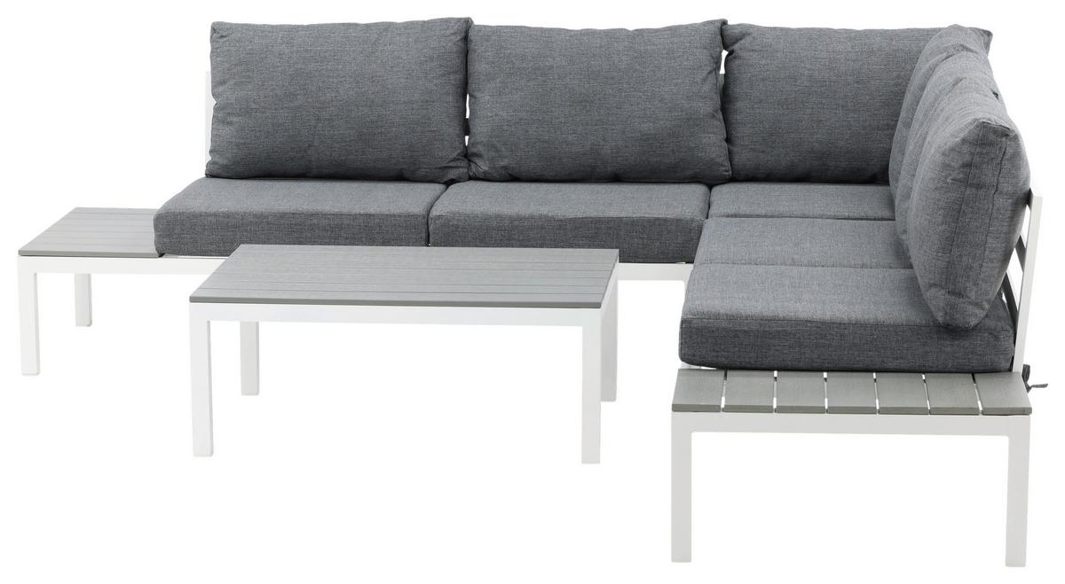 Loungegarnitur Odense - Weiß, KONVENTIONELL, Metall (133/167cm) - Gardenson
