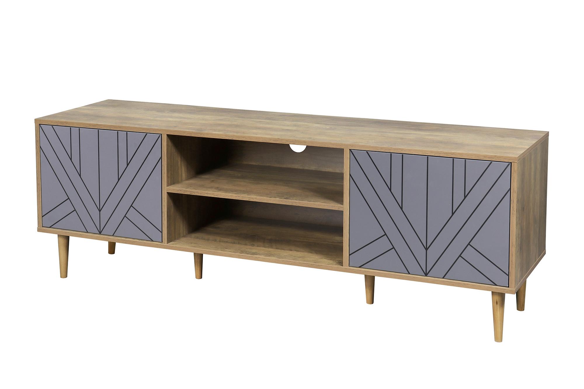 Lowboard Grau, Naturfarben B: 160cm - Naturfarben/Grau, Design, Holzwerkstoff (160/55/40cm) - Livetastic