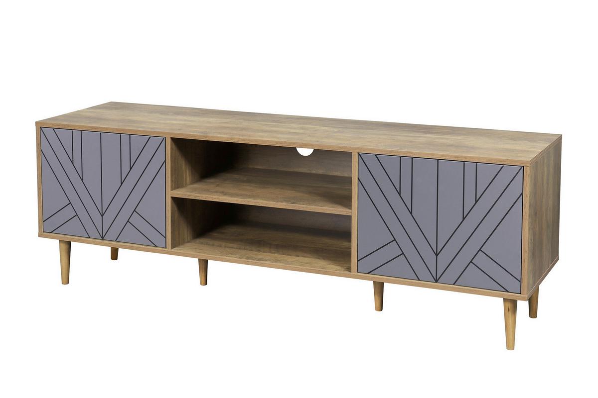 Lowboard Grau, Naturfarben B: 160cm - Naturfarben/Grau, Design, Holzwerkstoff (160/55/40cm) - Livetastic