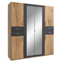 Drehtürenschrank 180cm Vegas, Eiche Dekor/Graphit - Eichefarben/Graphitfarben, Basics, Holzwerkstoff (180/208/58cm) - MID.YOU