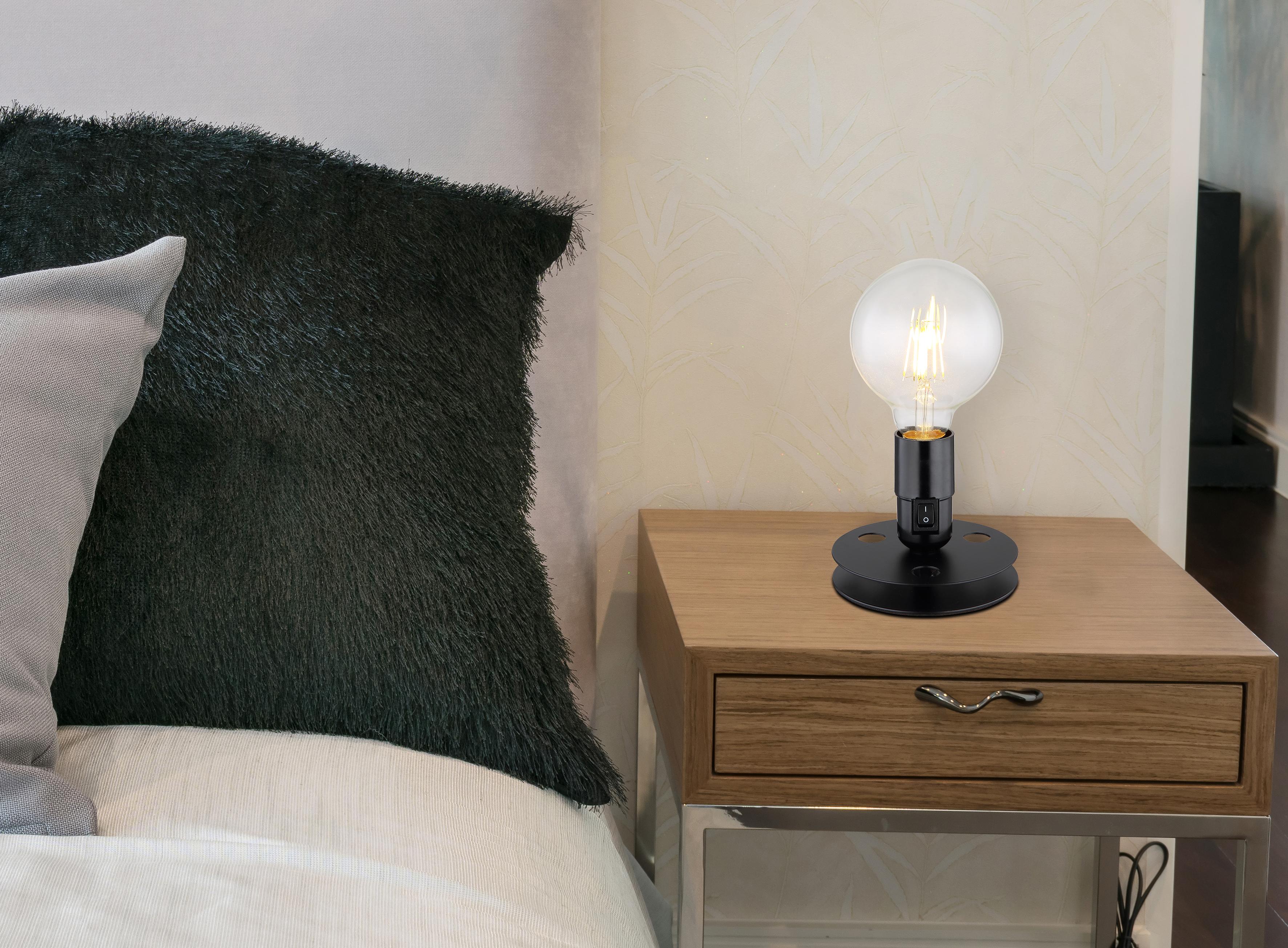 Tischlampe Schwarz Mit Schalter - Schwarz, KONVENTIONELL, Metall (12/9cm) - Globo