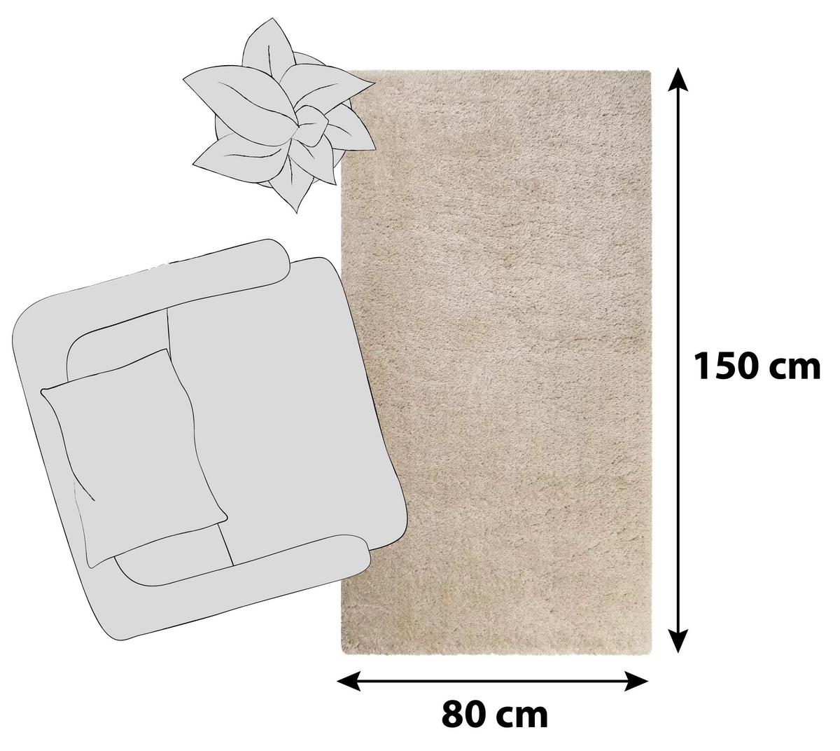 Hochflorteppich Toubkal Beige 80x150 Cm - Beige, KONVENTIONELL, Textil (80/150cm) - WECON HOME
