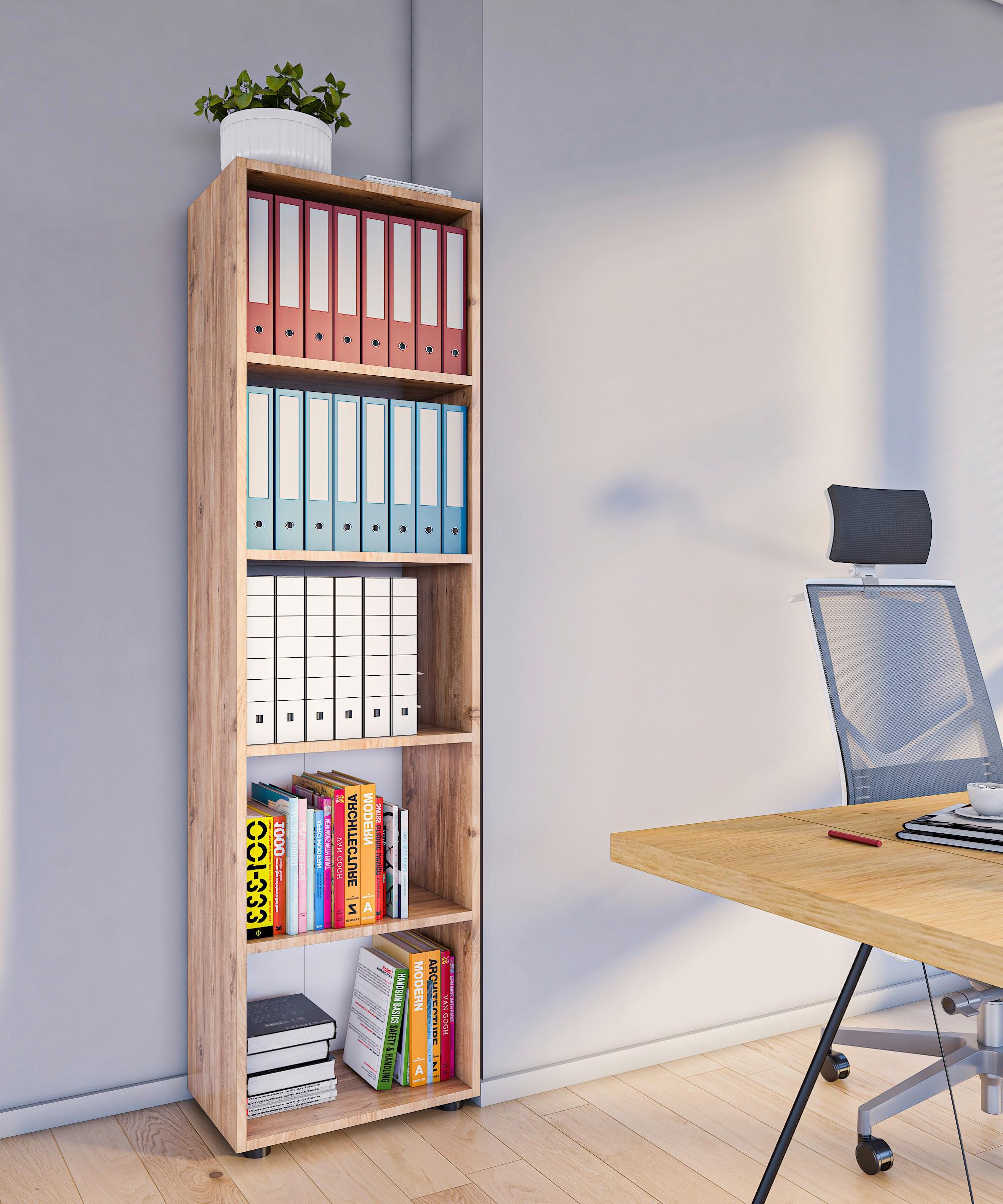 Regál Ulas š: 49 cm, Dub medový - čierna/dub medový, Modern, kompozitné drevo/plast (49/178/32cm) - MID.YOU