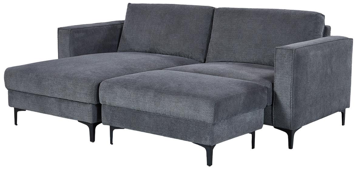 Ecksofa Atlanta dunkelgrau, 210x149cm - Dunkelgrau/Schwarz, Trend, Holz/Textil (210/149cm)