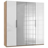 Šatníková skriňa LEVEL 36 D - biela s vysokým leskom/farba duba, Modern, kompozitné drevo (200/216/58cm) - MID.YOU