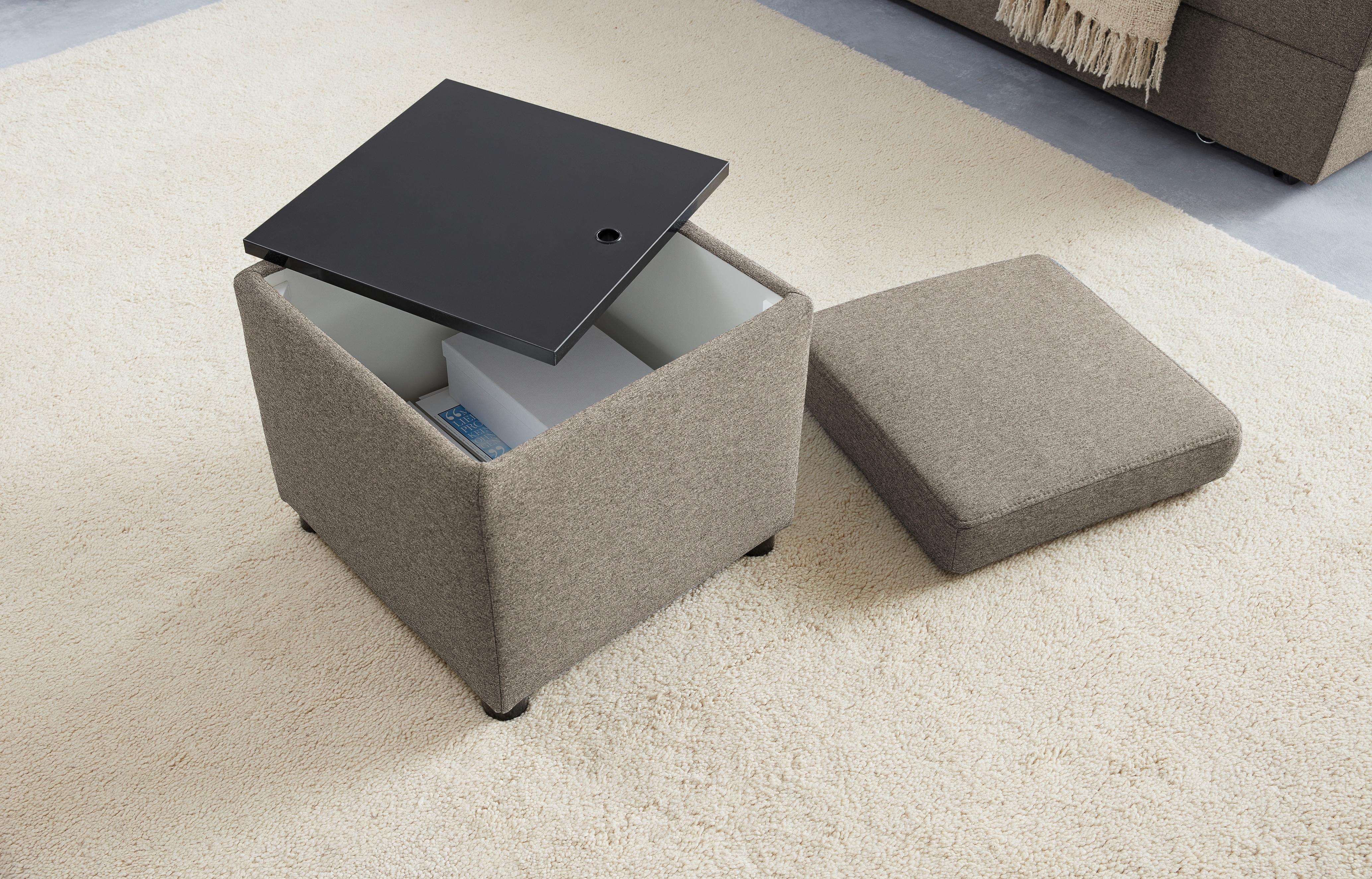 Hocker Looks Iii - Hellgrau/Schwarz, Design, Textil (45/47/45cm) - LOOKS by W.Joop
