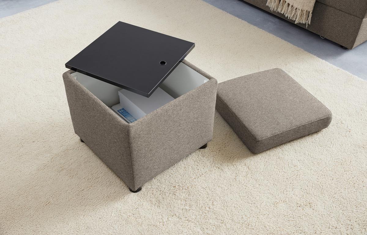 Hocker Looks Iii - Hellgrau/Schwarz, Design, Textil (45/47/45cm) - LOOKS by W.Joop