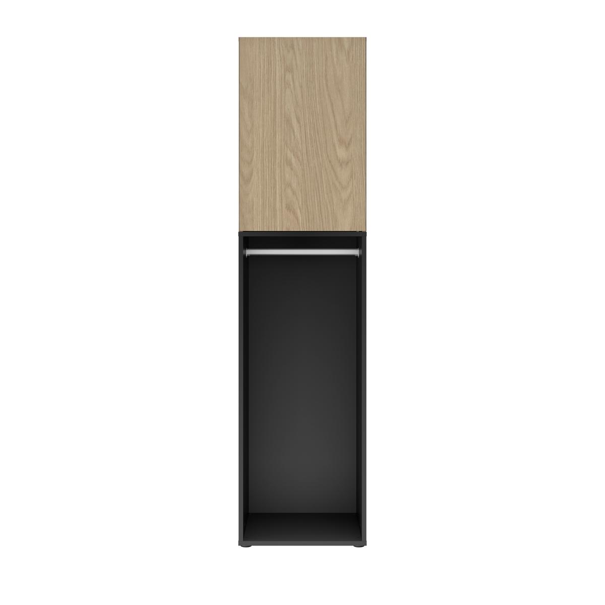 Kleiderschrank Nael 50 cm, Eichefarben/ Schwarz - Eichefarben/Schwarz, Basics, Holzwerkstoff (50/200/60cm)