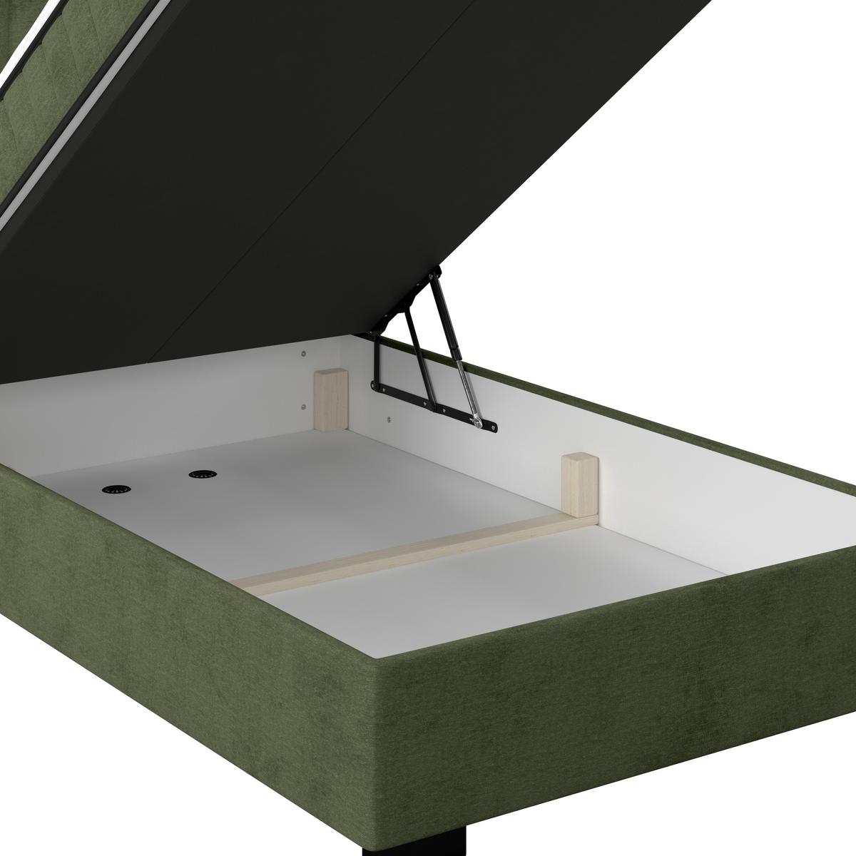 Boxbett Maya inkl. Bettkasten Olivgrün 140x220 cm - Schwarz/Olivgrün, MODERN, Holz/Holzwerkstoff (140/220cm)