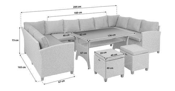 Loungegarnitur 6-Tlg Athena in Rattan-Optik mit Kissen - Schwarz/Grau, MODERN, Glas/Kunststoff - Beldano