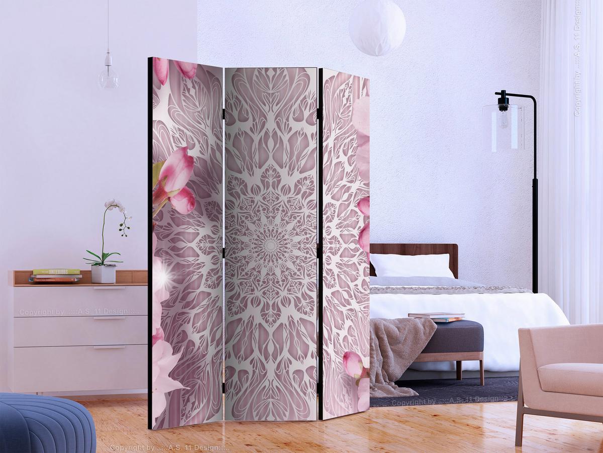 Paravent Weiß Pink B: 135 cm - Pink/Weiß, Basics, Holz/Textil (135/172/3cm) - artgeist