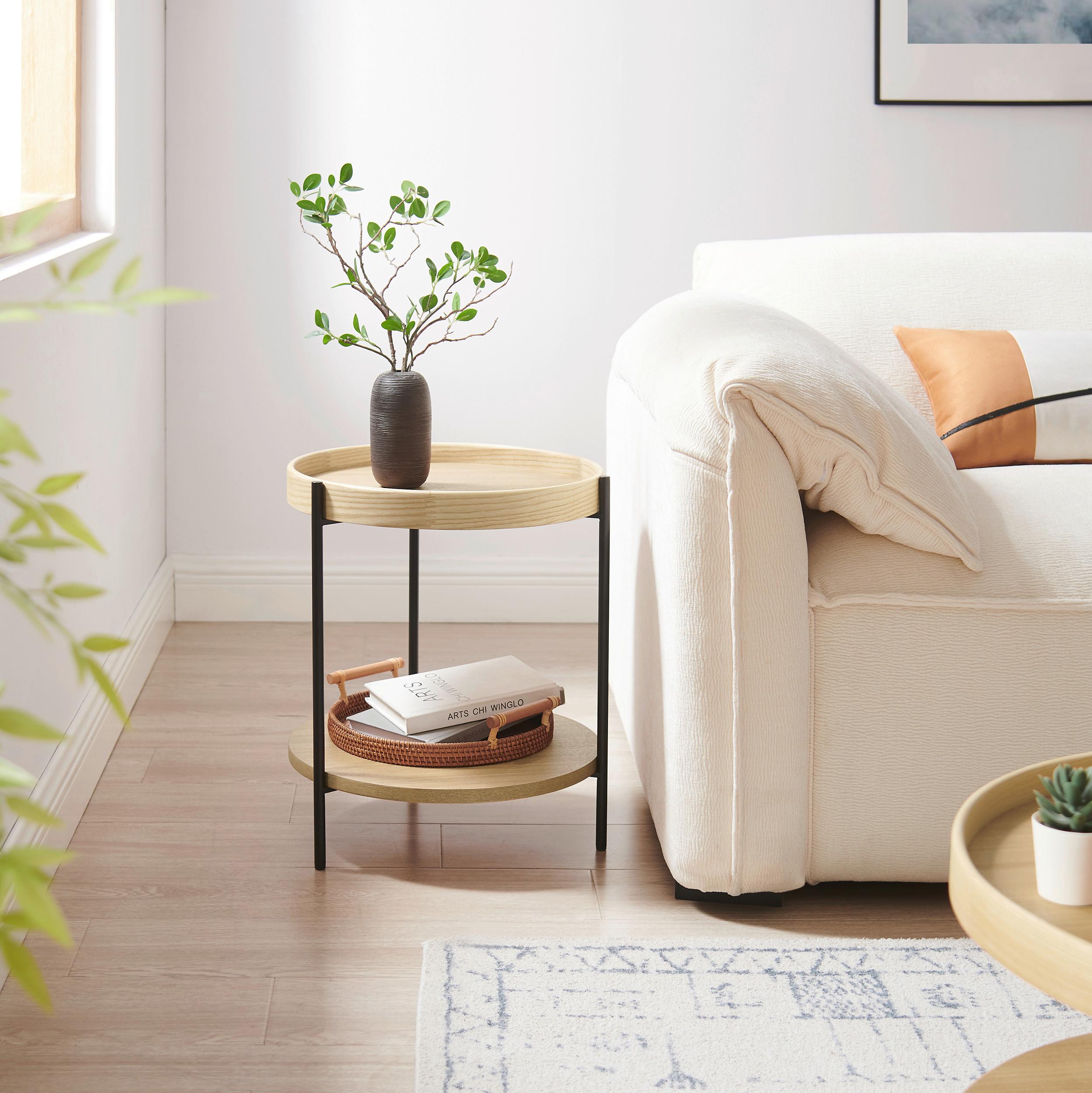 Beistelltisch Eichefarben B: 44 Cm - Eichefarben/Schwarz, Design, Holzwerkstoff/Metall (44/44/49cm) - Livetastic