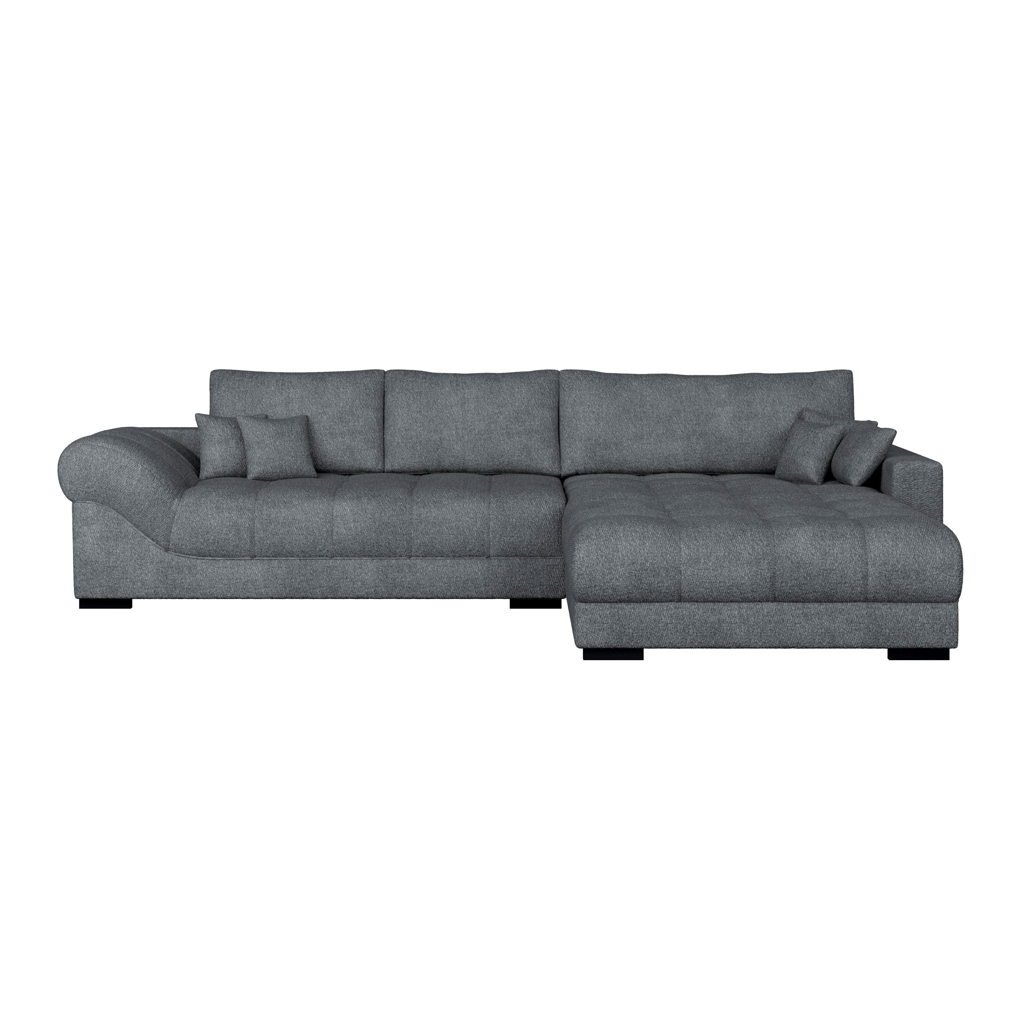 Boxspringecksofa Emil Webstoff blau,S:343x217cm - Blau/Schwarz, ROMANTIK / LANDHAUS, Holzwerkstoff/Textil (343/217cm)