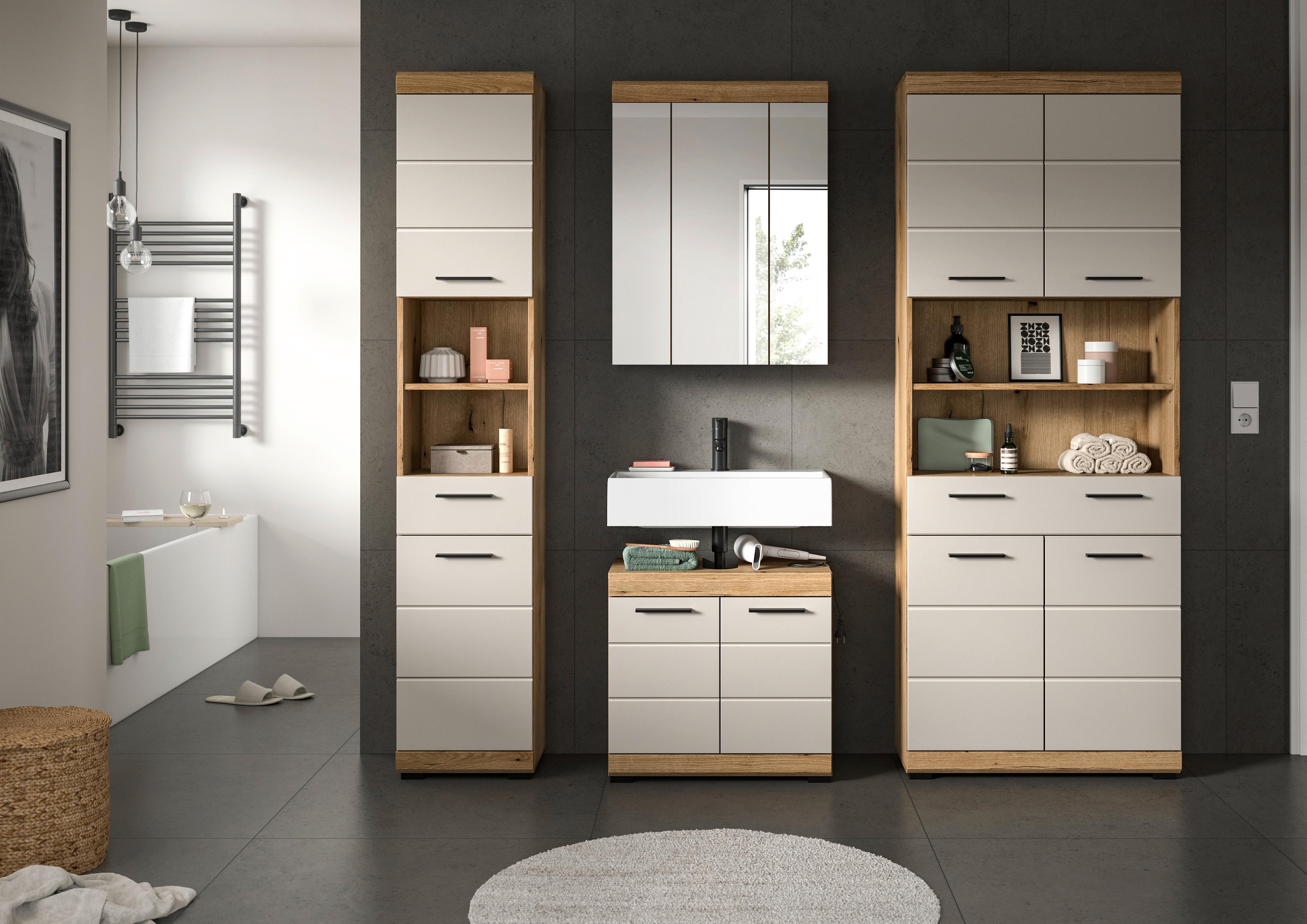 Badezimmer Scout Kaschmir/Naturfarbe B: 171 cm - Kaschmir/Schwarz, MODERN, Holzwerkstoff (171cm) - MID.YOU