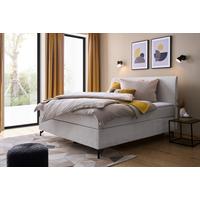 Boxspringbett mit Topper 140x200 cm Linz, Creme - Creme/Schwarz, MODERN, Textil (140/200cm) - MID.YOU