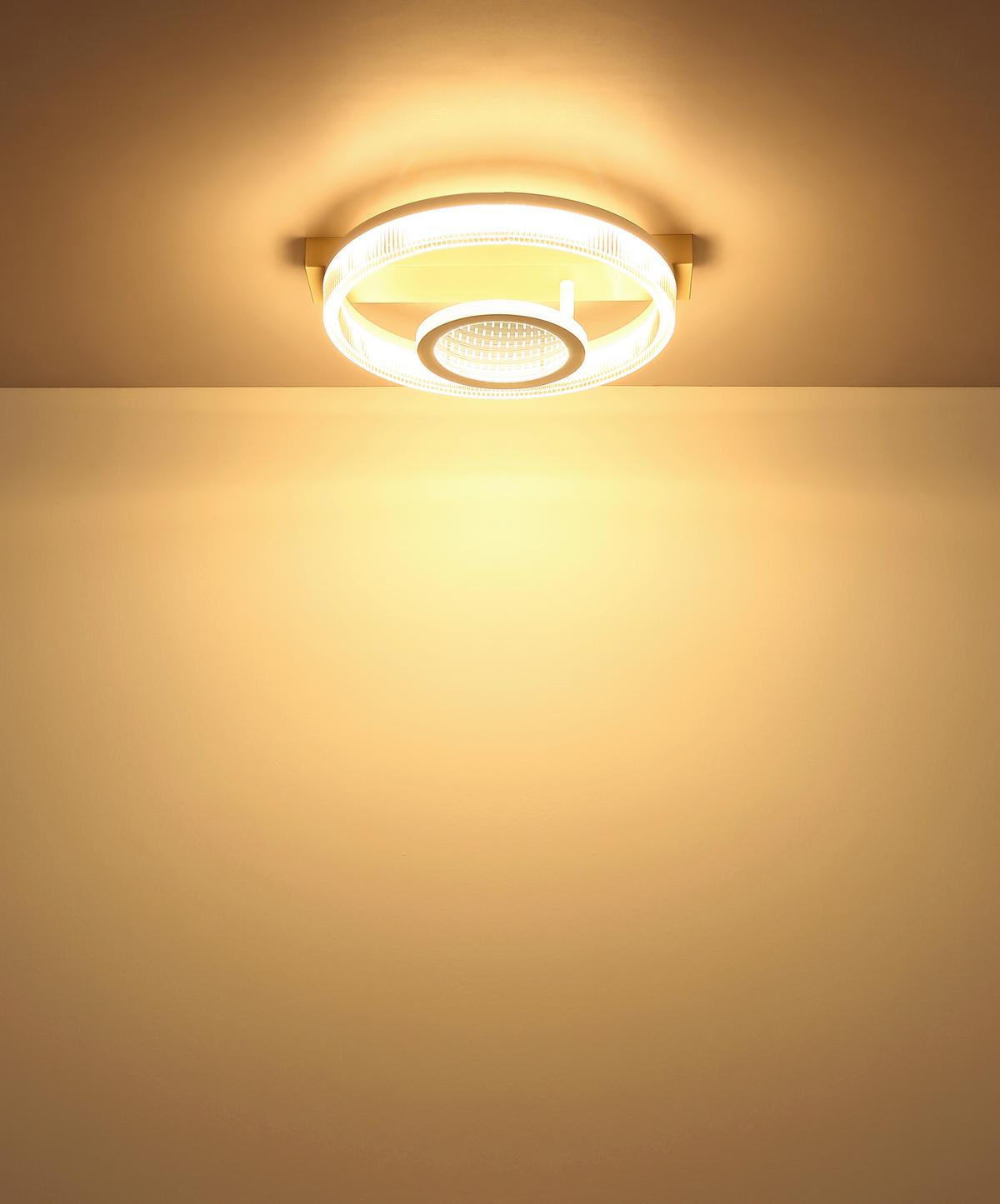 LED-Deckenleuchte 3000k, 850lm, 18w - Sandfarben/Transparent, Design, Kunststoff/Metall (36/33/10cm) - Globo