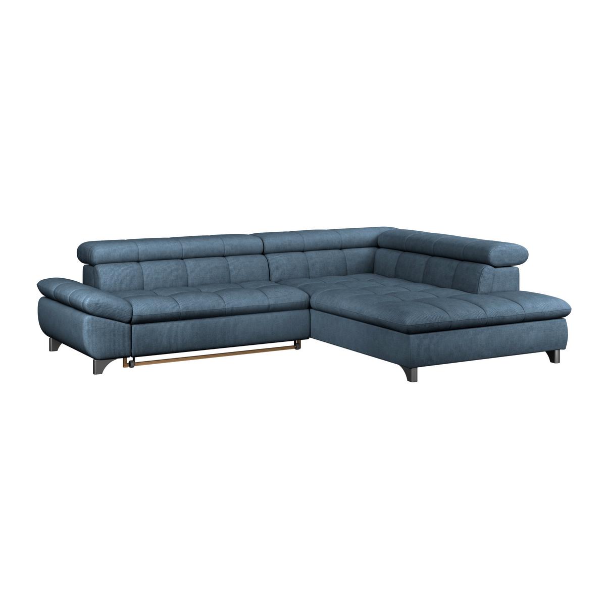 Ecksofa Mit Schlaffunktion Gemini Dunkelblau 312x234 Cm - Chromfarben/Dunkelblau, KONVENTIONELL, Textil (312/234cm)