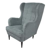 Kreslo ušiak Luis sivá farba - čierna/sivá, Basics, drevo/textil (73/106/96cm)