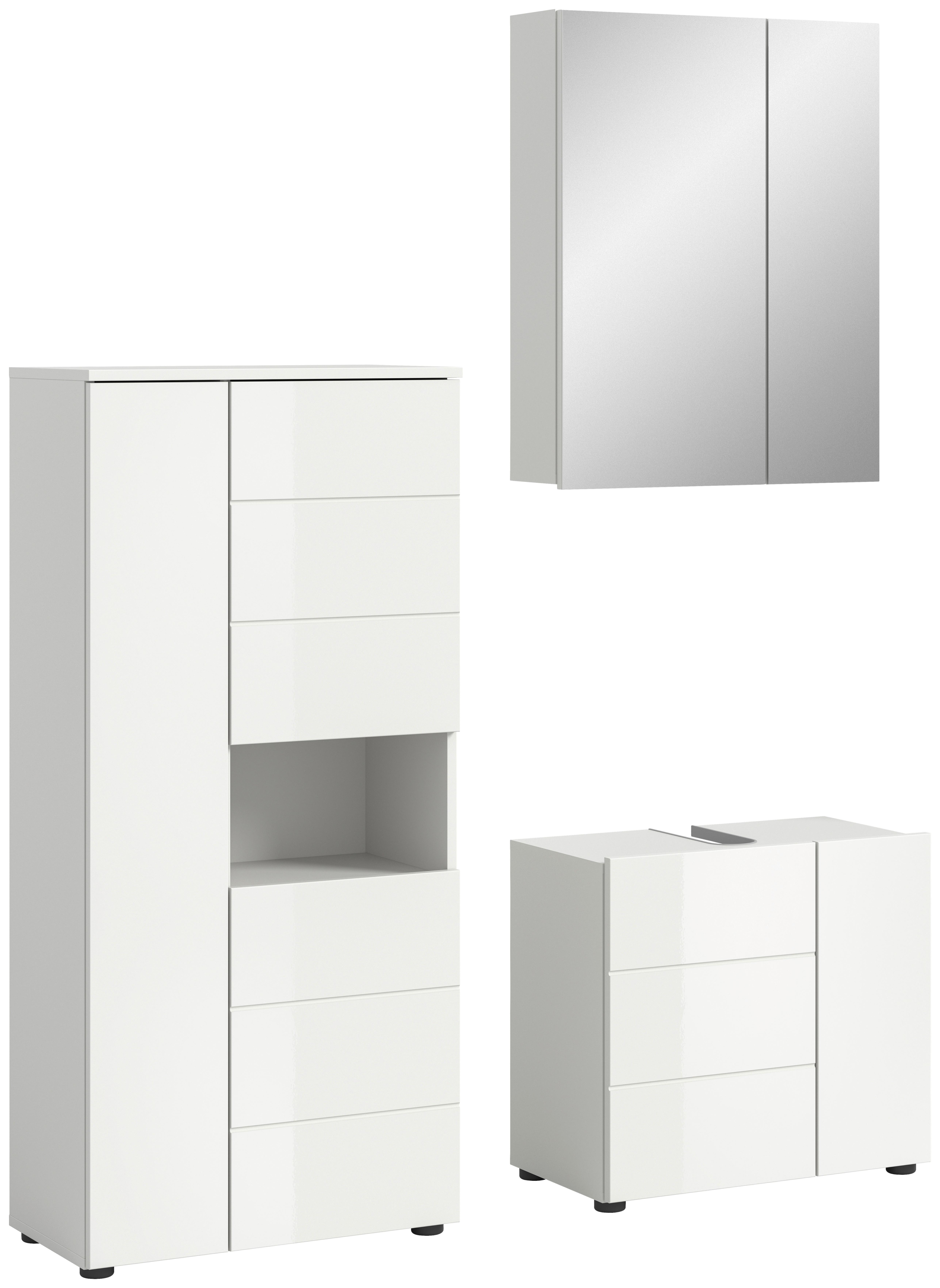 Badezimmer Vira Weiß B: 120 cm - Weiß Hochglanz/Schwarz, MODERN, Holzwerkstoff (120cm) - MID.YOU