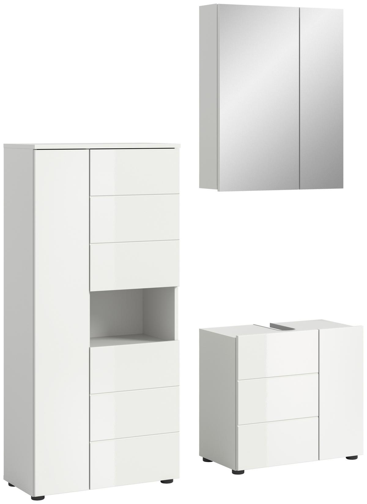 Badezimmer Vira Weiß B: 120 cm - Weiß Hochglanz/Schwarz, MODERN, Holzwerkstoff (120cm) - MID.YOU