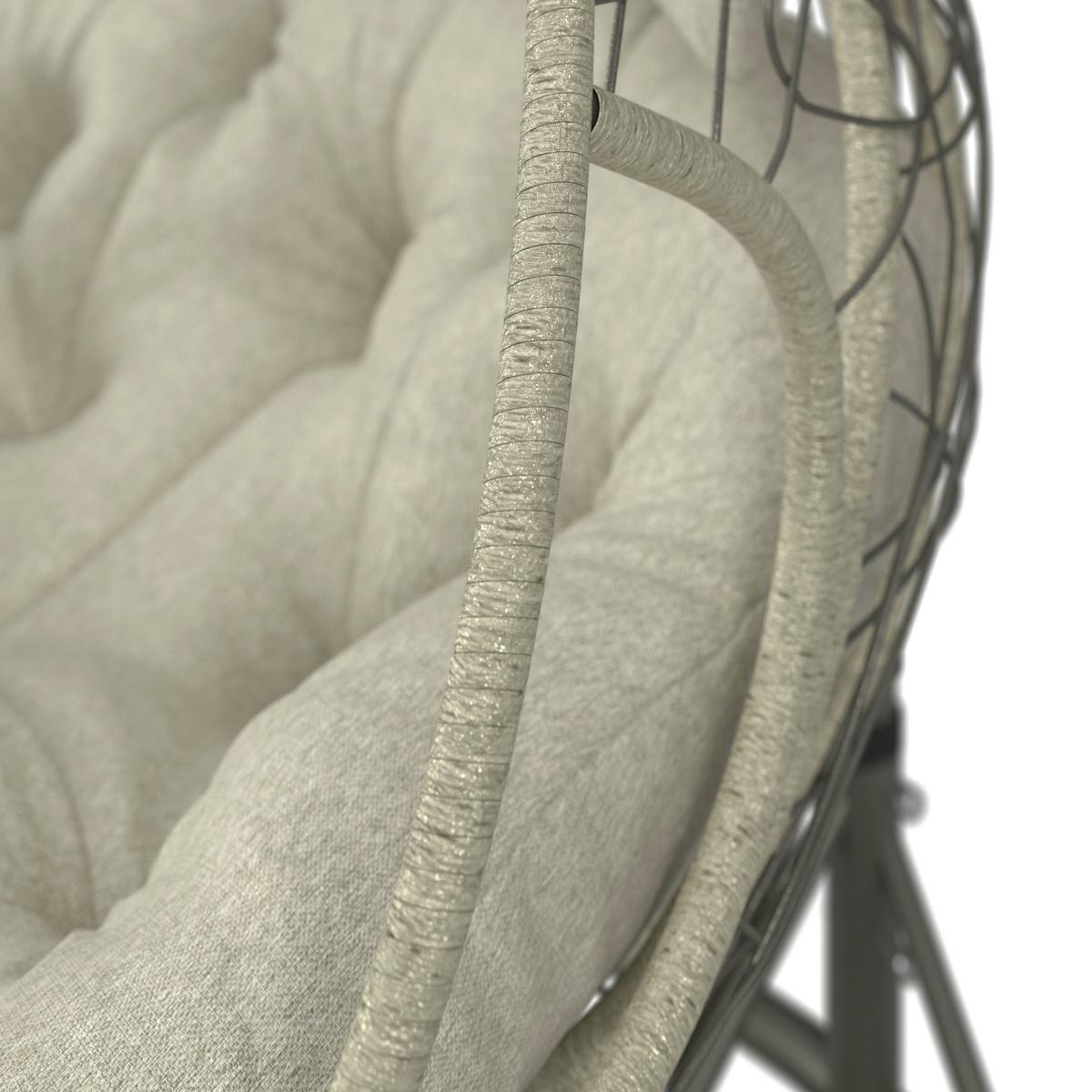 ZÁVESNÉ KRESLO ENEA - sivá/krémová, Modern, kov/textil (133/205/120cm) - Bessagi Garden