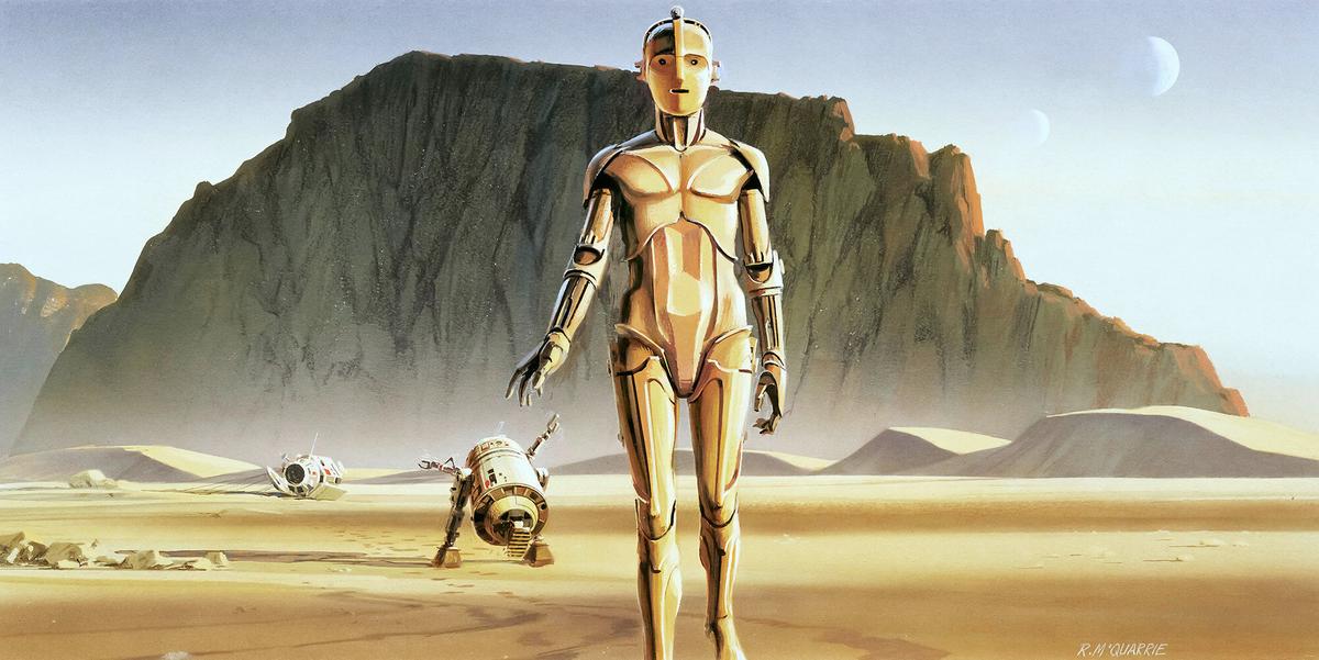 Fototapete Star Wars Droids - Gelb/Braun, Trend, Textil (500/250cm)