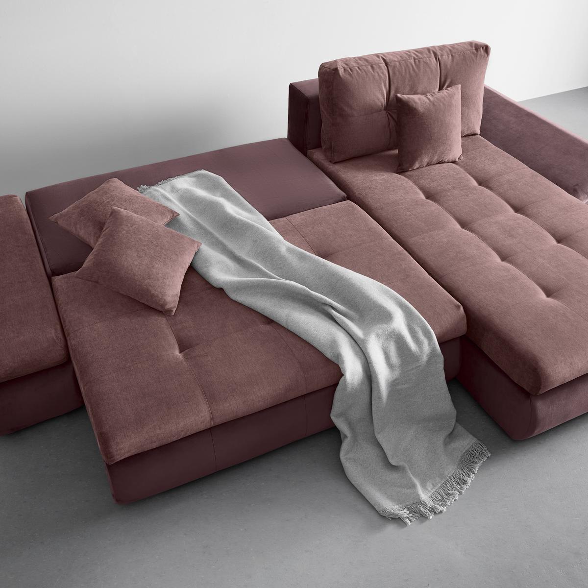 Rohová sedačka ENRICO, oboustranná, šeříková - černá/barvy chromu, Konvenční, kov/textil (303/88/185cm) - Based