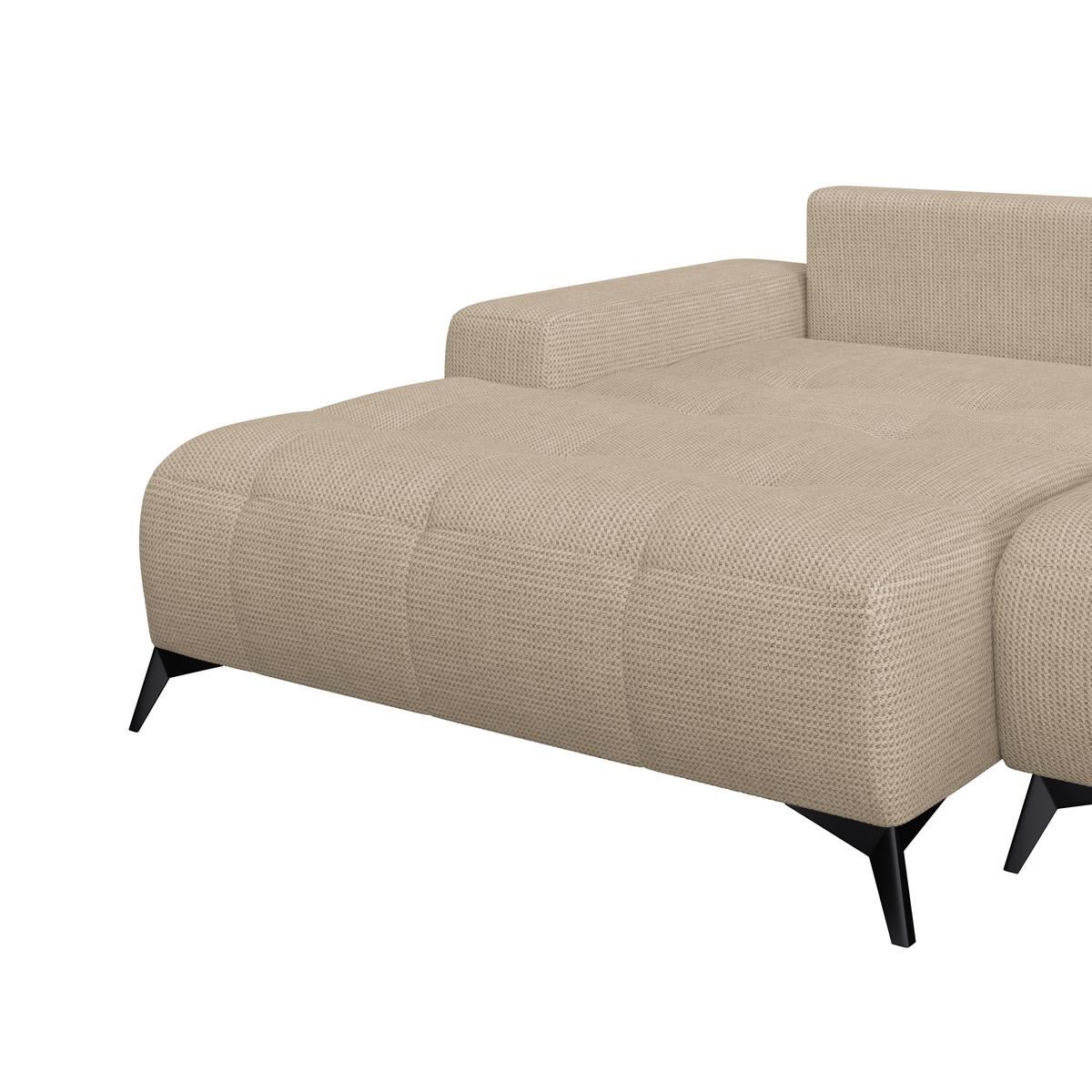 Ecksofa Mauro Beige, mit Schlaffunktion - Beige/Schwarz, Trend, Textil (175/290cm) - Luca Bessoni