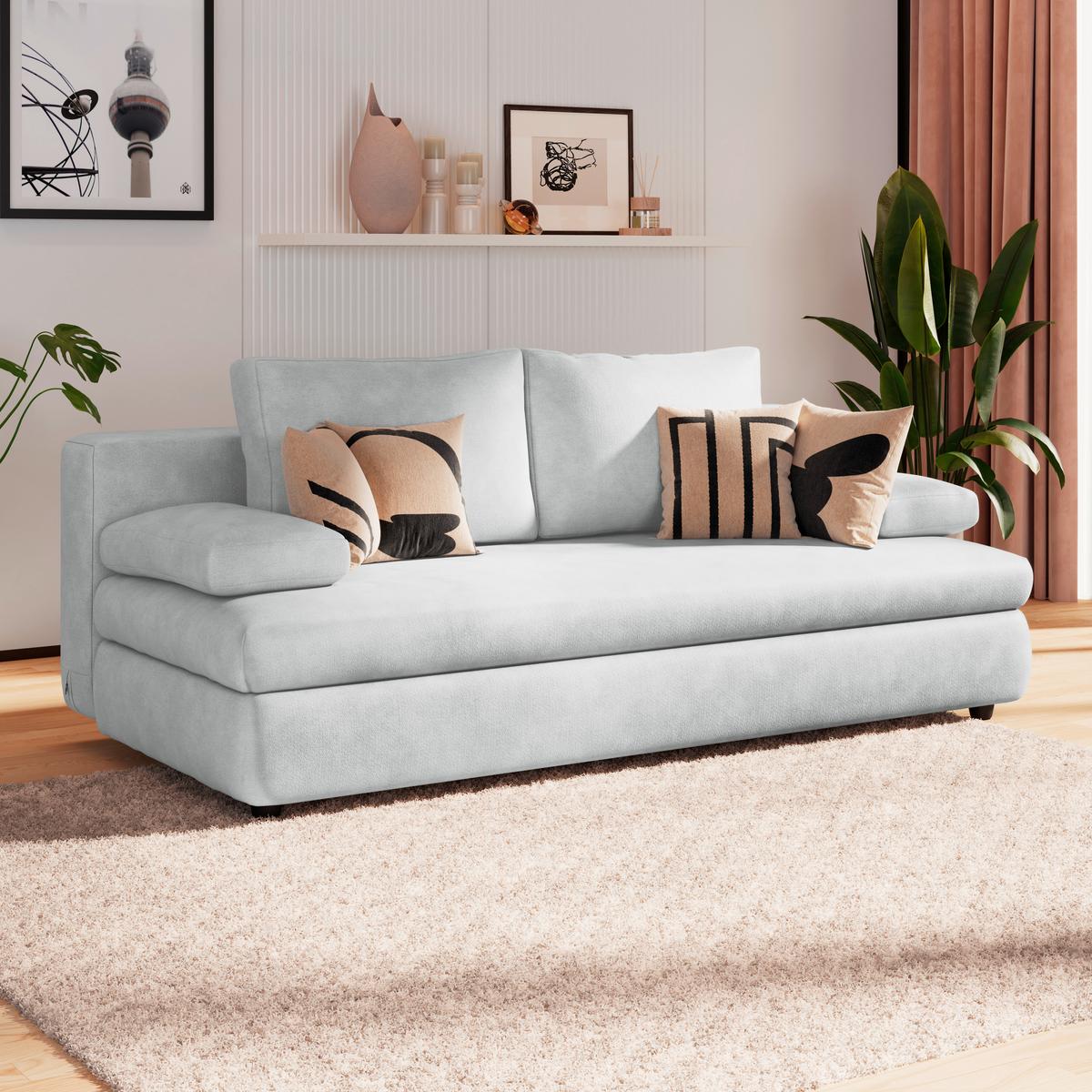 Schlafsofa Oslo Silberfarben, Lf: 200x140 cm - Silberfarben, Trend, Holz/Kunststoff (205/72/100cm)