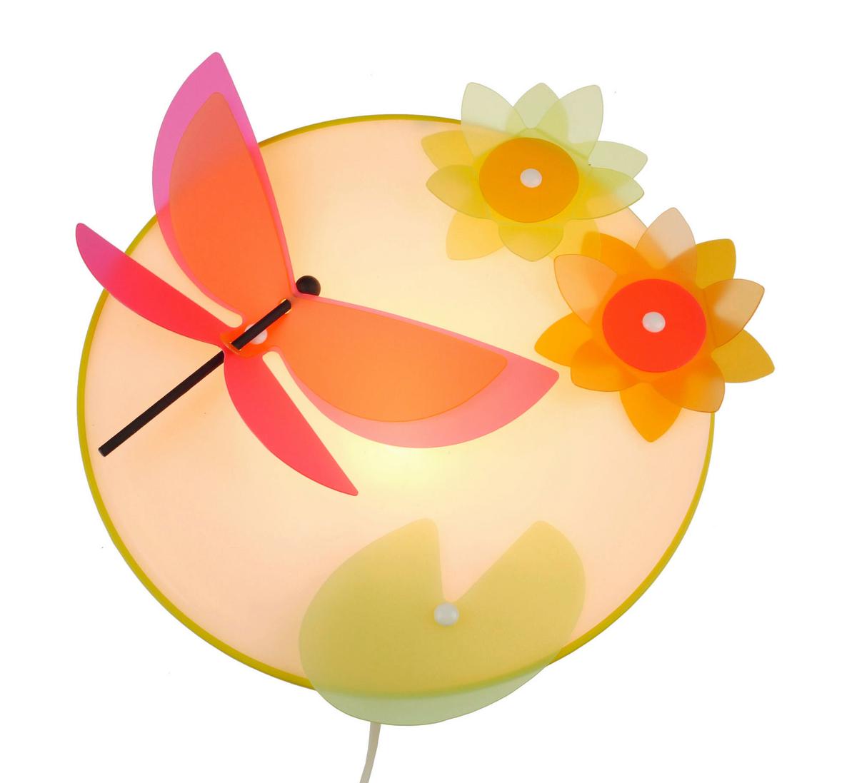 Wandleuchte Libelle E14, Kinderzimmer Schnurschalter - Gelb/Multicolor, Trend, Kunststoff (25/25/8cm) - Niermann