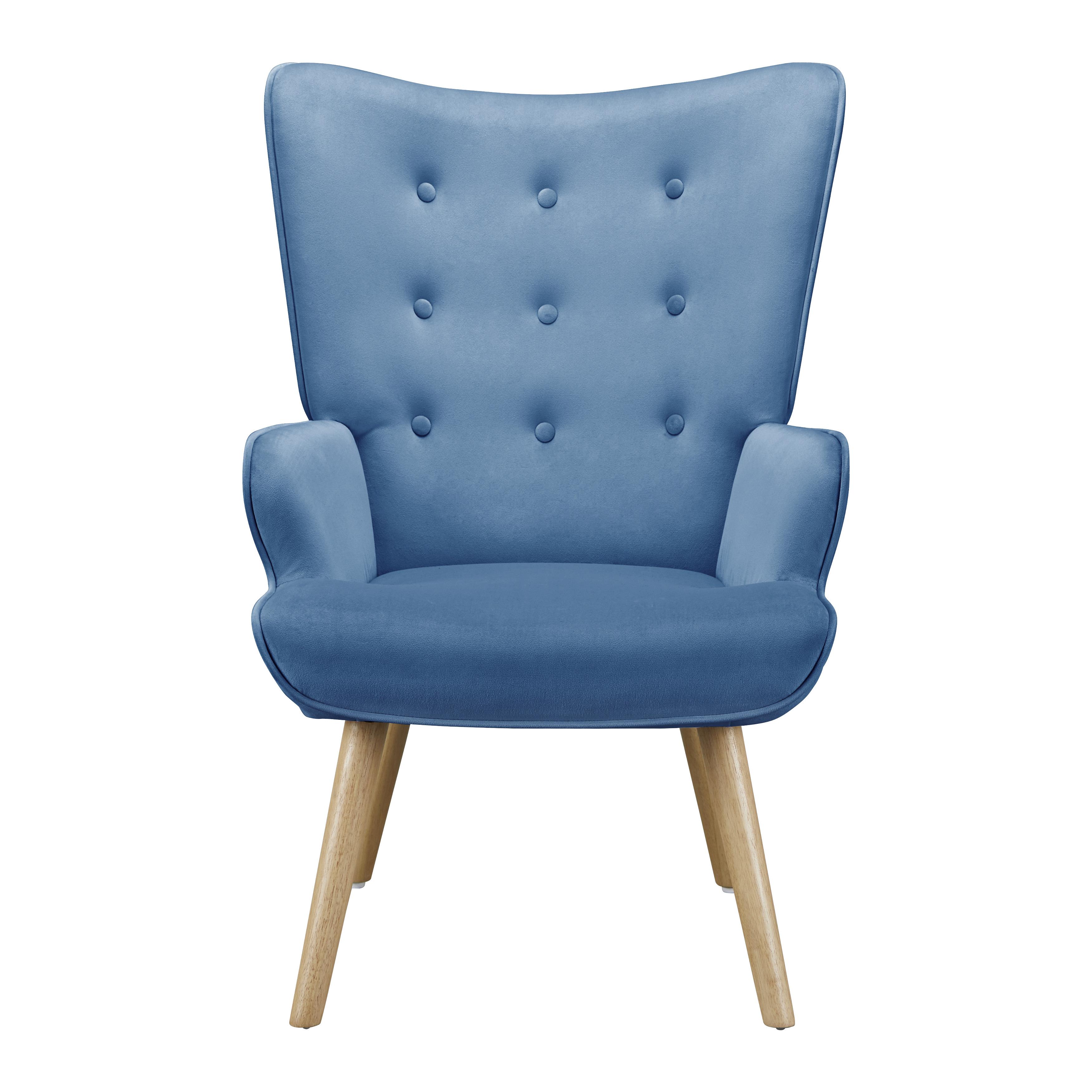 Křeslo Celina Modrá - modrá/přírodní barvy, Moderní, dřevo/textil (68/95/74.5cm) - Bessagi Home