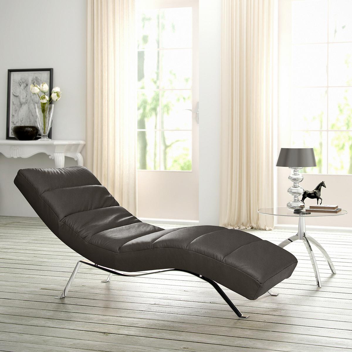 Relaxliege Swing Silver Dunkelbraun B: 65 cm - Dunkelbraun/Silberfarben, Design, Leder (65/65-95/171cm) - Livetastic