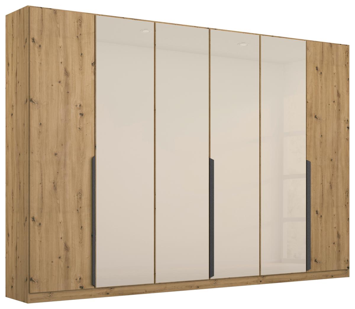 Drehtürenschrank Artemis B: 271 cm Champagner/Eiche - Champagner/Eiche Artisan, MODERN, Glas/Holzwerkstoff (271/210/54cm) - Rauch Möbel