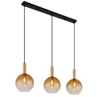 Hängeleuchte 16048-3h - Messingfarben/Schwarz, KONVENTIONELL, Glas/Kunststoff (90/20/150cm) - Globo