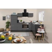 Eckküche mit Geräten 260x200 cm Grau Hochglanz - Eichefarben/Grau, KONVENTIONELL, Holzwerkstoff (260/200cm) - Respekta