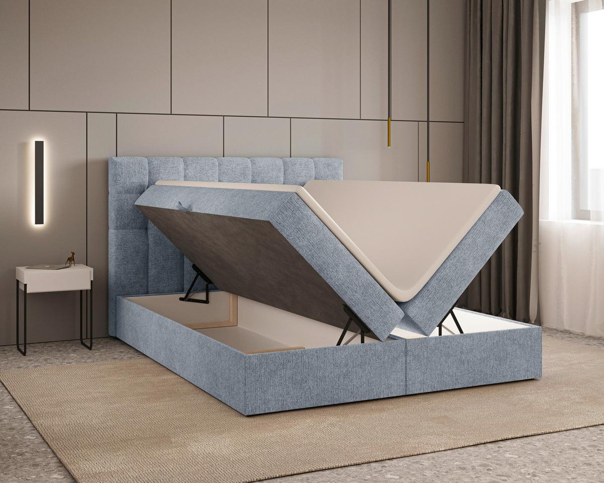 BOXBETT Oslo Blau 140x200cm - Blau/Schwarz, MODERN, Holz/Kunststoff (140/200cm) - MID.YOU