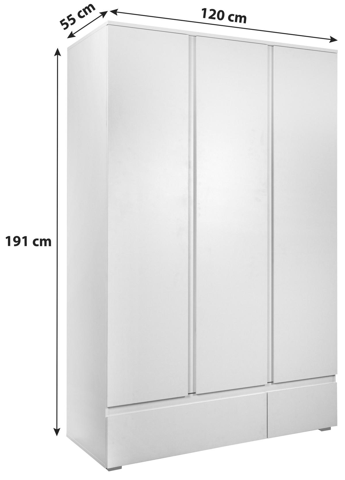 Drehtürenschrank Mit Laden B: 120 Cm Image, Weiß - Weiß, Basics, Holzwerkstoff (120/191/55cm) - MID.YOU