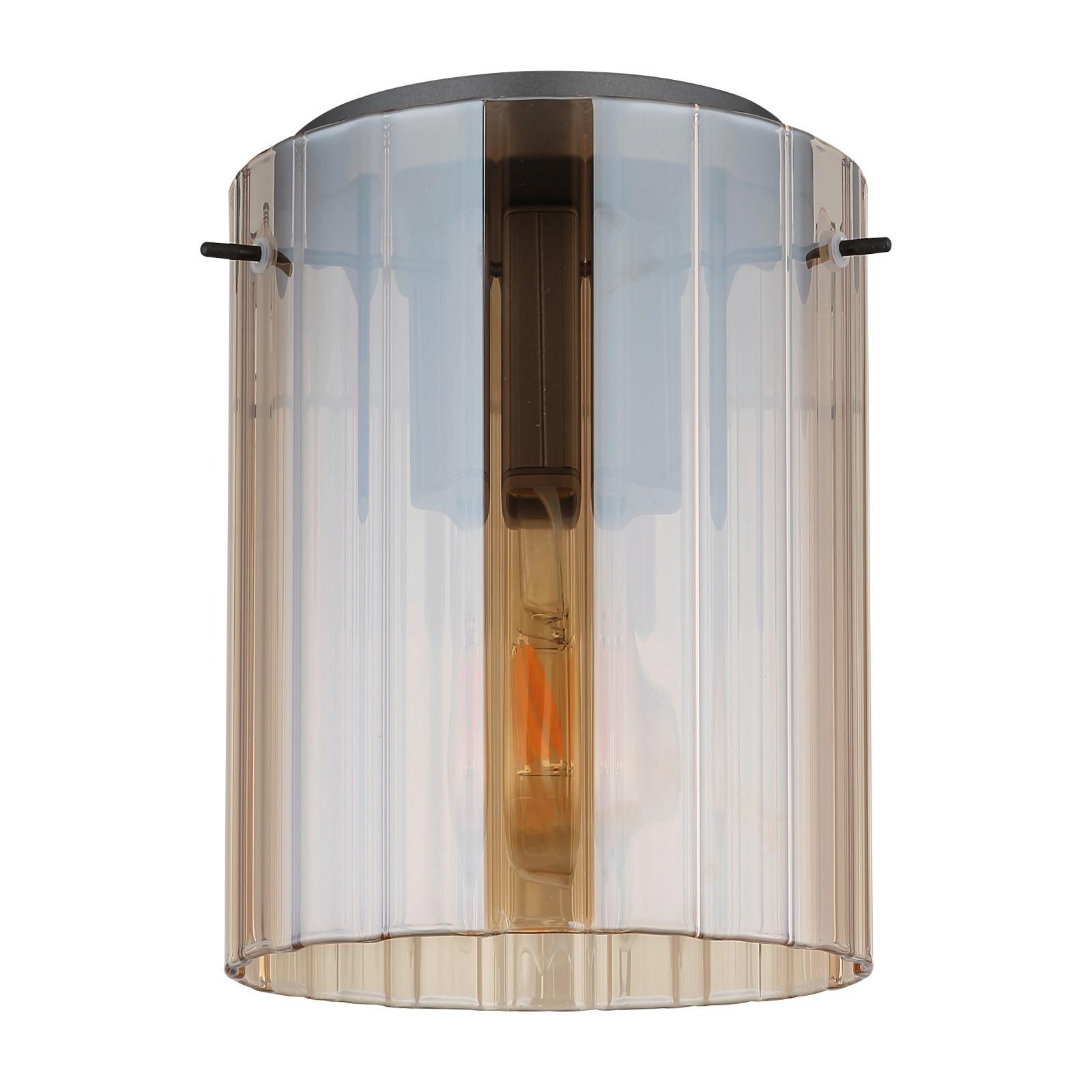 Deckenleuchte 15904da - Dunkelgrau/Bernsteinfarben, Basics, Glas/Metall (18/23cm) - Globo