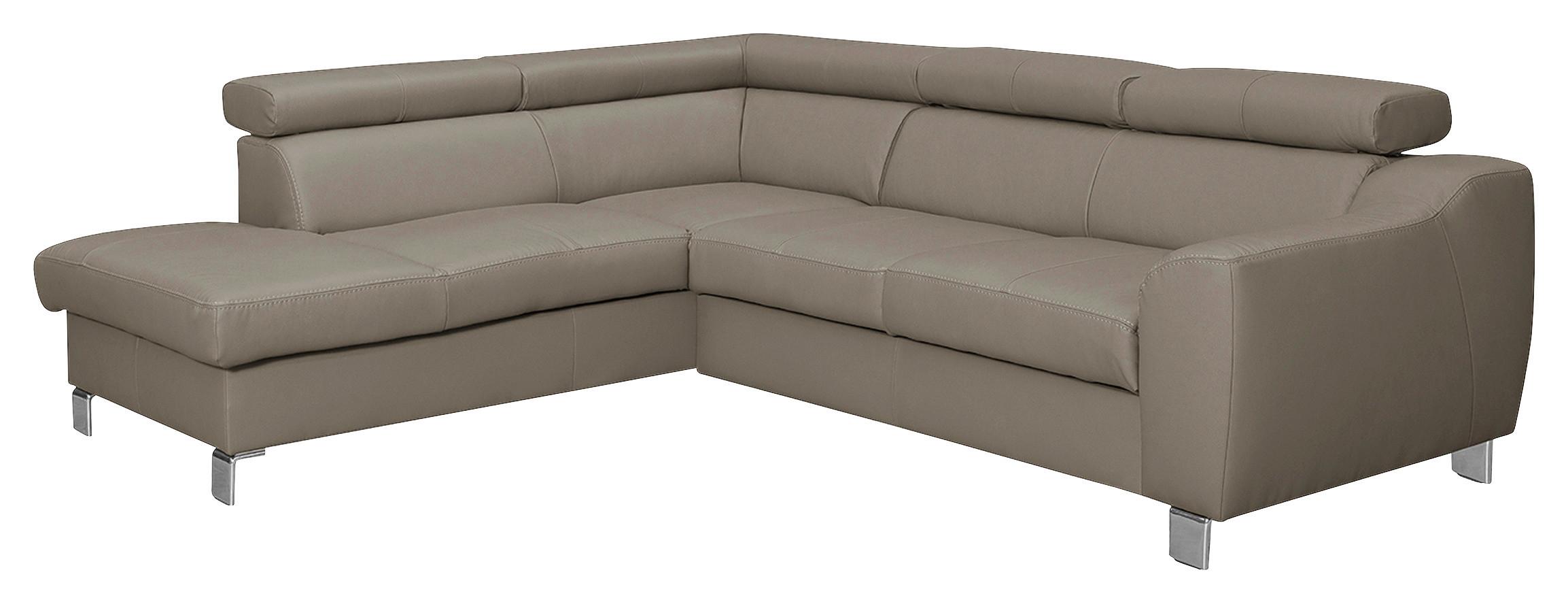 Ecksofa Aspen Taupe S: 208 Cm - Taupe/Chromfarben, Design, Leder/Textil (208/245cm) - Livetastic