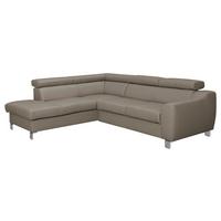 Ecksofa Aspen Taupe S: 208 Cm - Taupe/Chromfarben, Design, Leder/Textil (208/245cm) - Livetastic