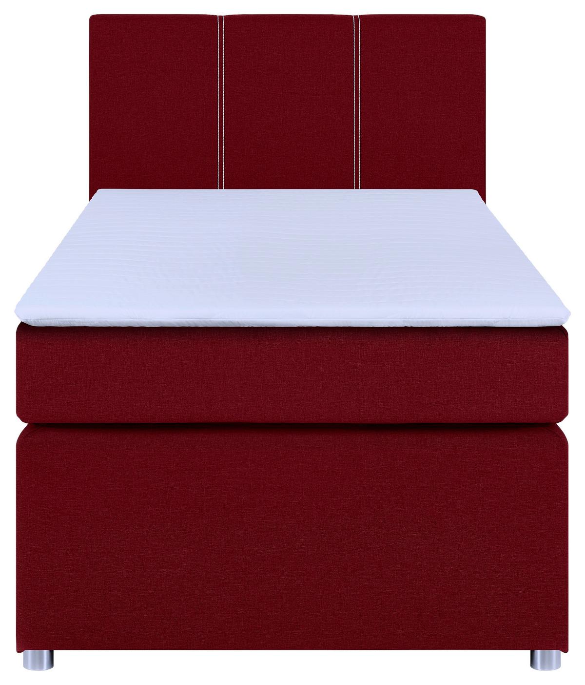 Boxspringbett Malta Mit Topper Rot, 90x200 Cm - Chromfarben/Rot, Basics, Holzwerkstoff/Textil (90/200cm) - P & B