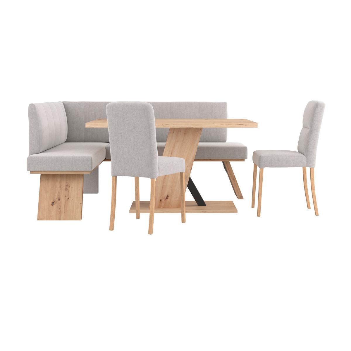 Eckbank Emma Ii Webstoff Hellgrau, B: 140 Cm - Eichefarben/Hellgrau, KONVENTIONELL, Holzwerkstoff/Textil (140/160cm)