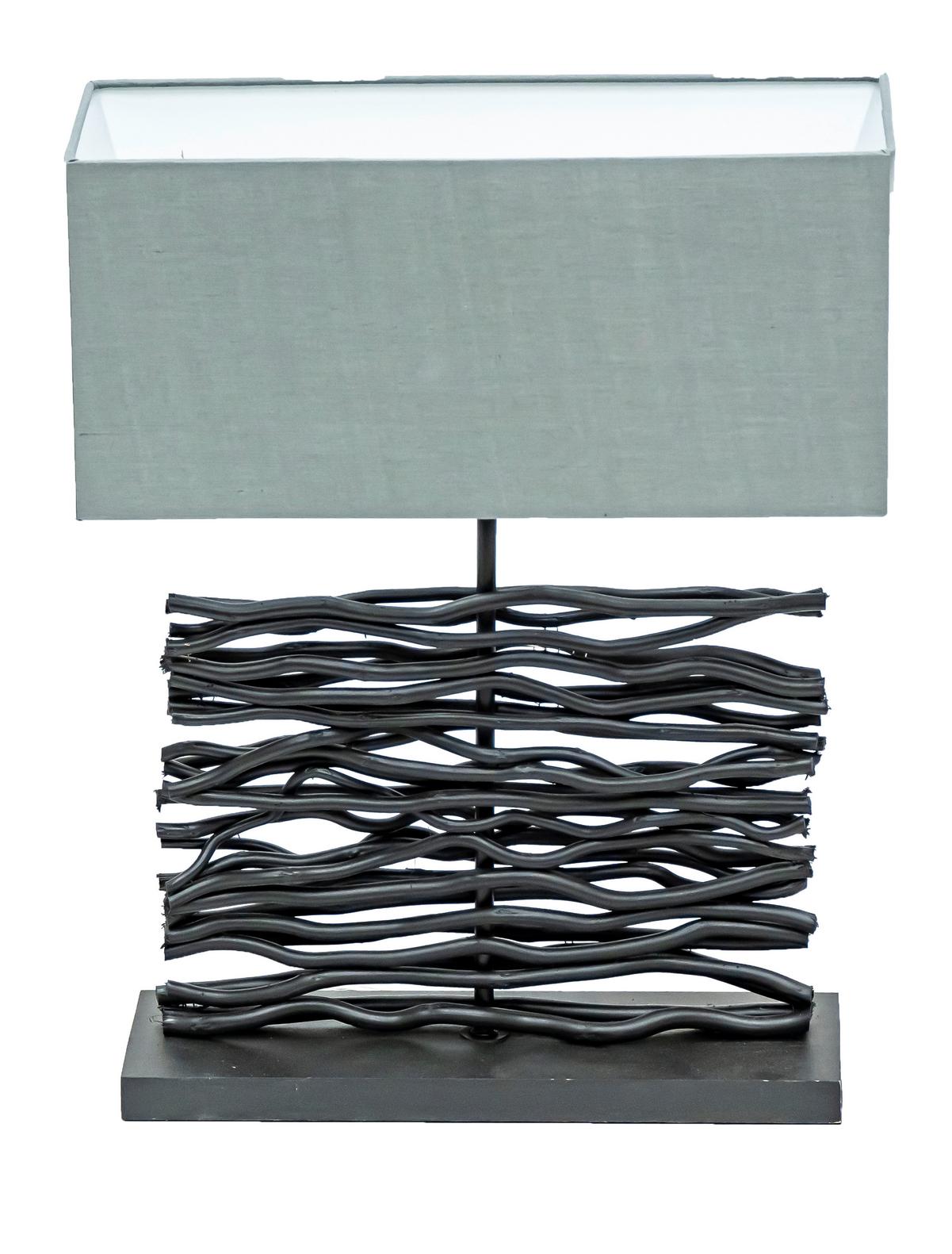 Tischleuchte 21648b - Schwarz/Grau, Basics, Holz/Textil (40/15/50cm) - Globo