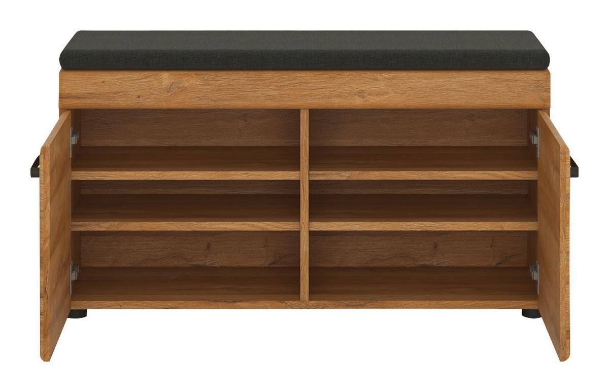 Garderobenbank Cortina Eiche Dekor B: 92,8 Cm - Eichefarben/Anthrazit, Trend, Holzwerkstoff/Textil (92,8/47/38cm)