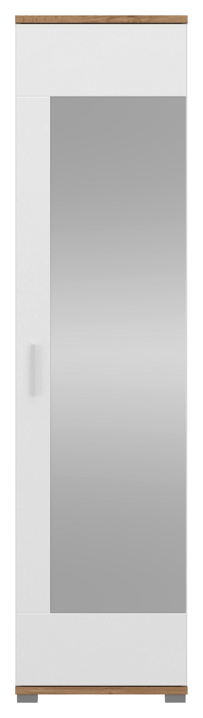 Garderobenschrank Hola Weiß/eiche Wotan B: 50 Cm - Eichefarben/Eiche Wotan, Trend, Glas/Holzwerkstoff (50/198,5/33,5cm)