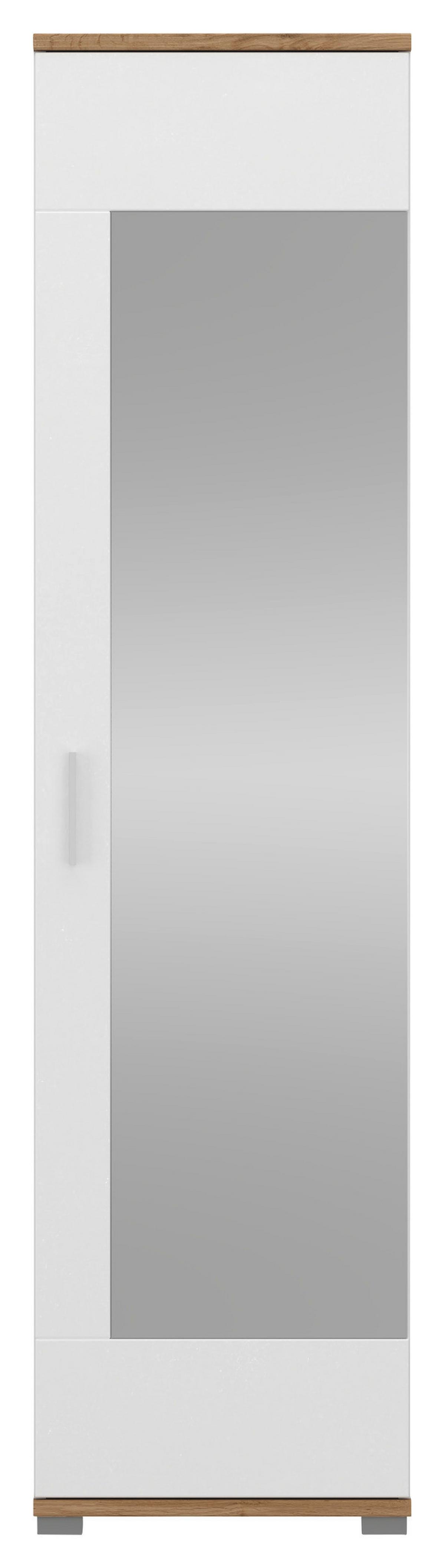 Garderobenschrank Hola Weiß/eiche Wotan B: 50 Cm - Eichefarben/Eiche Wotan, Trend, Glas/Holzwerkstoff (50/198,5/33,5cm)